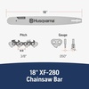 image:imageHusqvarna 18 Inch Rancher Chainsaw Bar 38 Pitch 050 Gauge 68 Drive Links Chainsaw Accessories