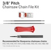 image:imageHusqvarna Chainsaw File Kit for 38 Pitch H Chainsaw Chains Sharpening Kit Includes Handle Combination Guide Flat and Round Files