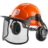 image:imageHusqvarna Functional Protective Power Kit with Chainsaw Chaps Suspenders Safety Gloves Protective Glasses with Lanyard and Forest Helmet Chainsaw Safety Equipment for Landowners